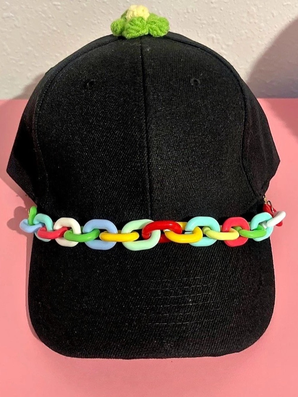 Embellished Black Baseball Cap Like New